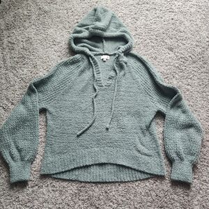 So Brand Sage Green Juniors Medium Fuzzy Cropped Hoodie - good condition